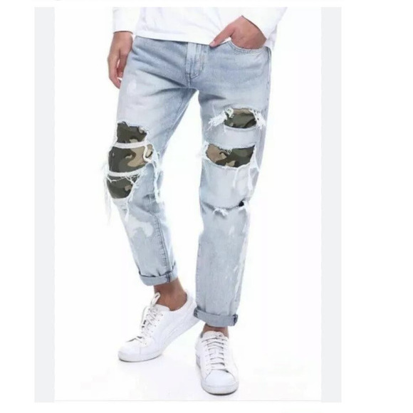 Levi's Other - LEVIS Mens Premium Big E Hi-Ball ROLL Jeans Stretch Denim Tapered Camo Shred 42